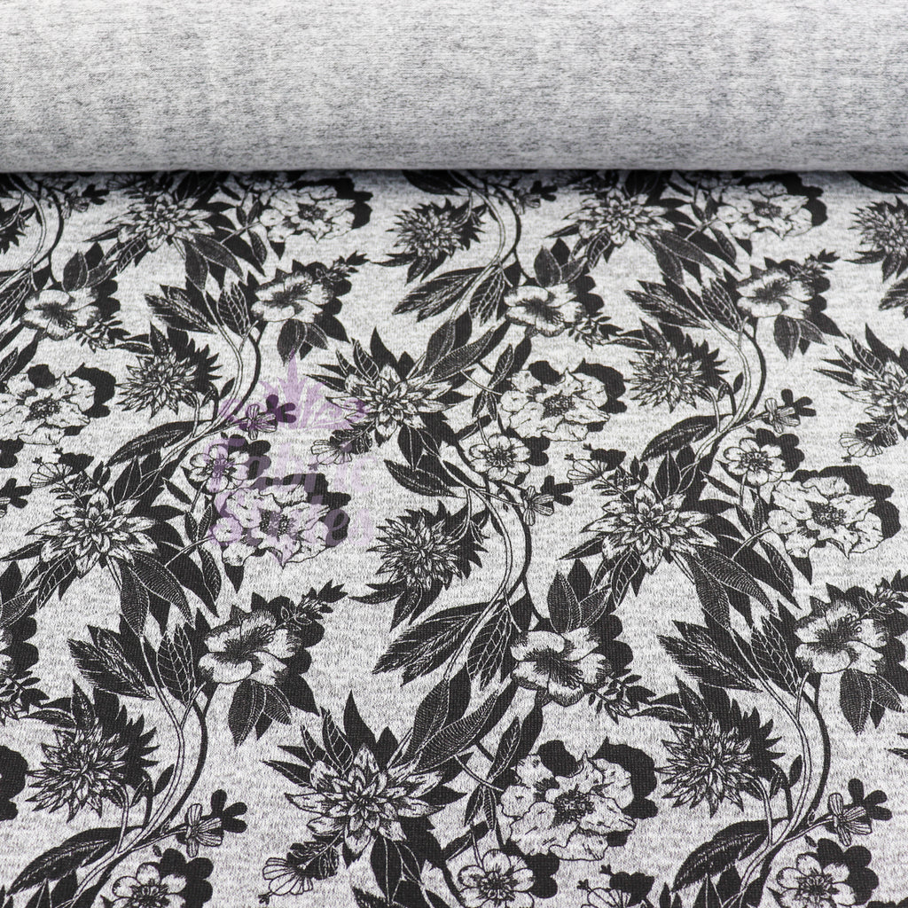 Black Floral Loungewear Fabric