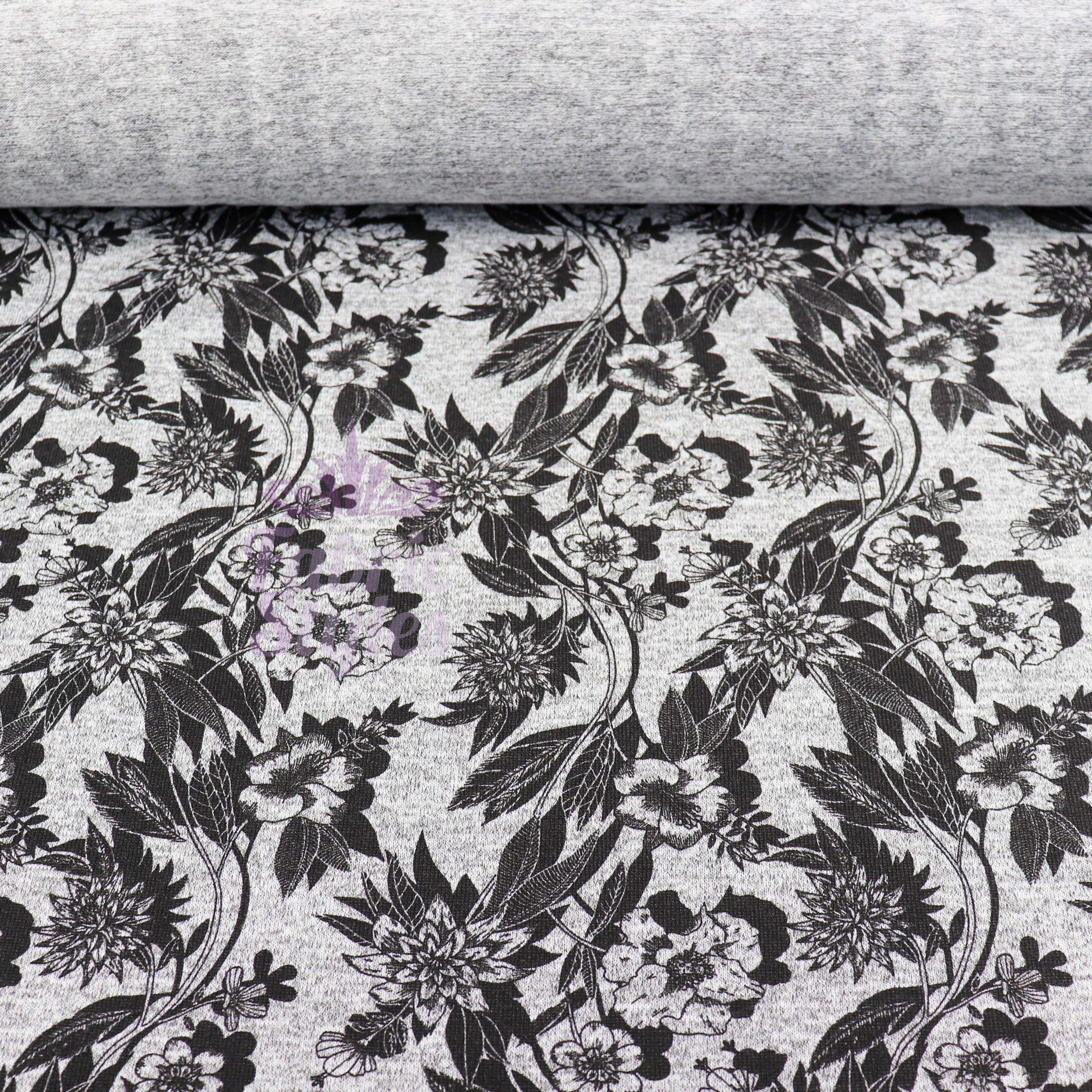 Black Floral Loungewear Fabric