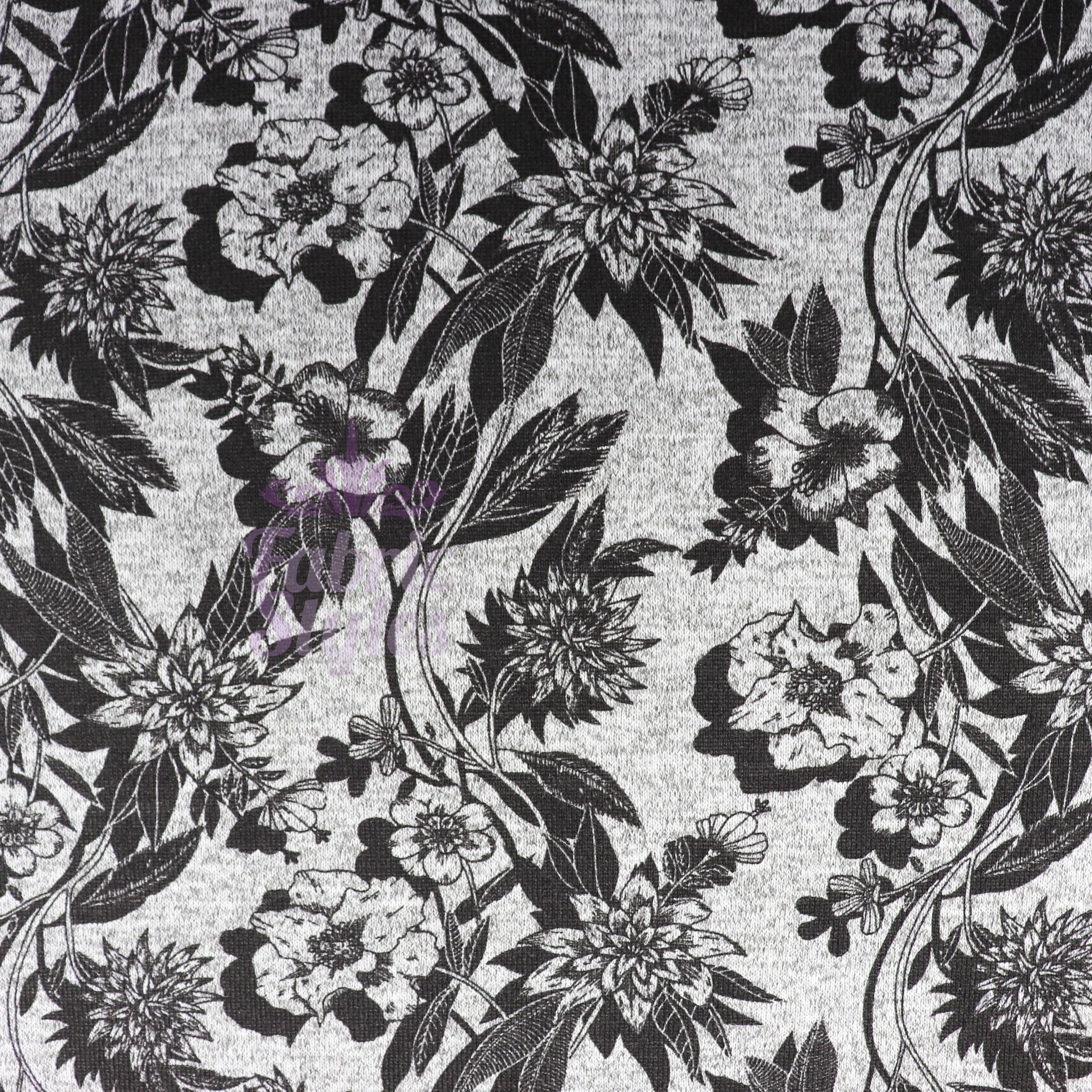 Black Floral Loungewear Fabric