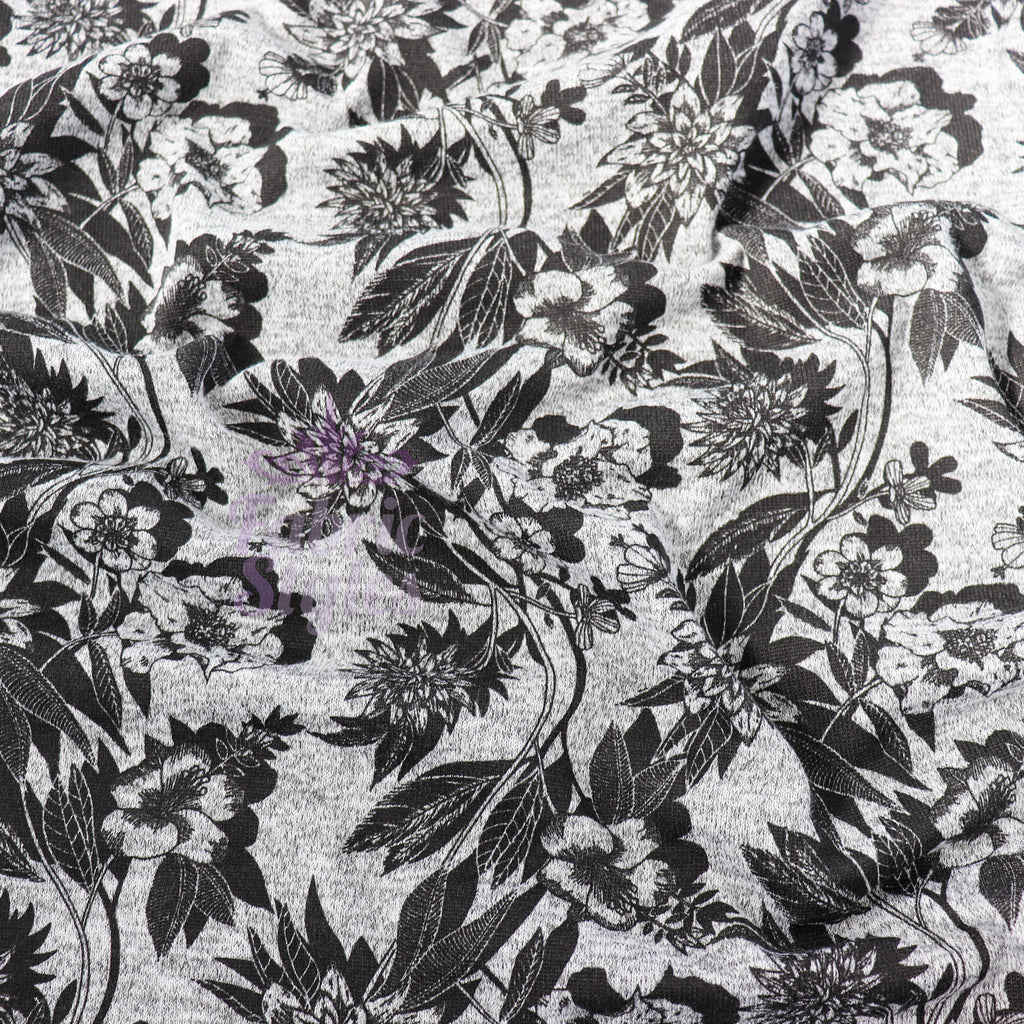 Black Floral Loungewear Fabric