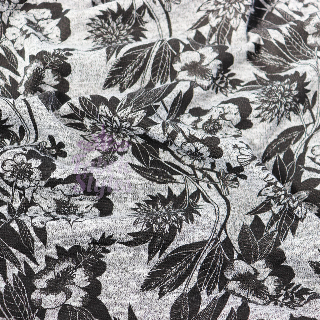 Black Floral Loungewear Fabric