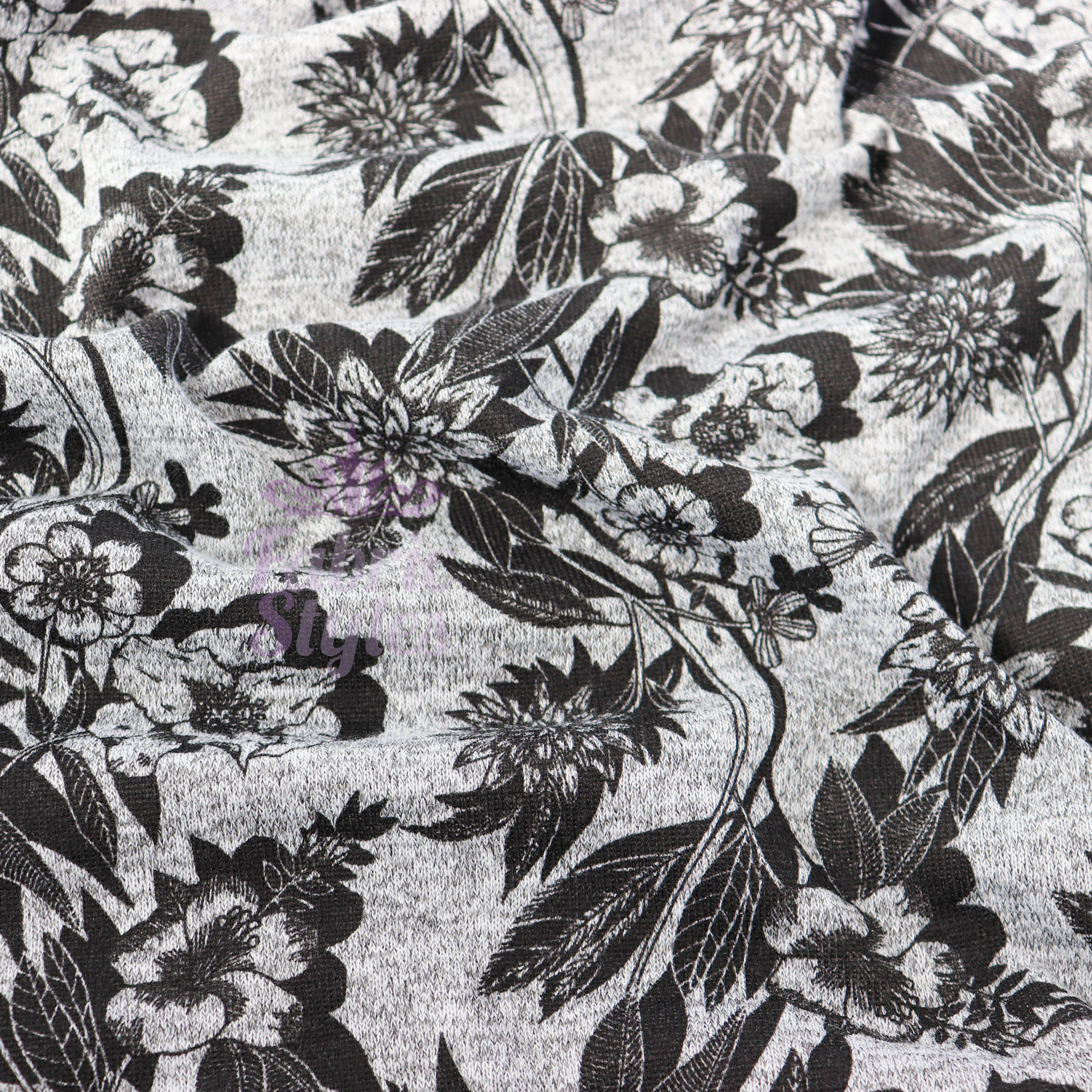 Black Floral Loungewear Fabric