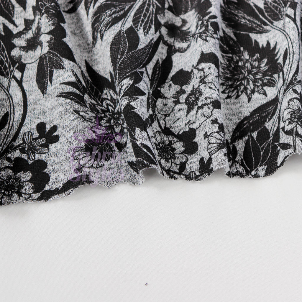 Black Floral Loungewear Fabric