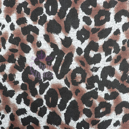 Grey Brown Tie Dye Leopard Loungewear Fabric