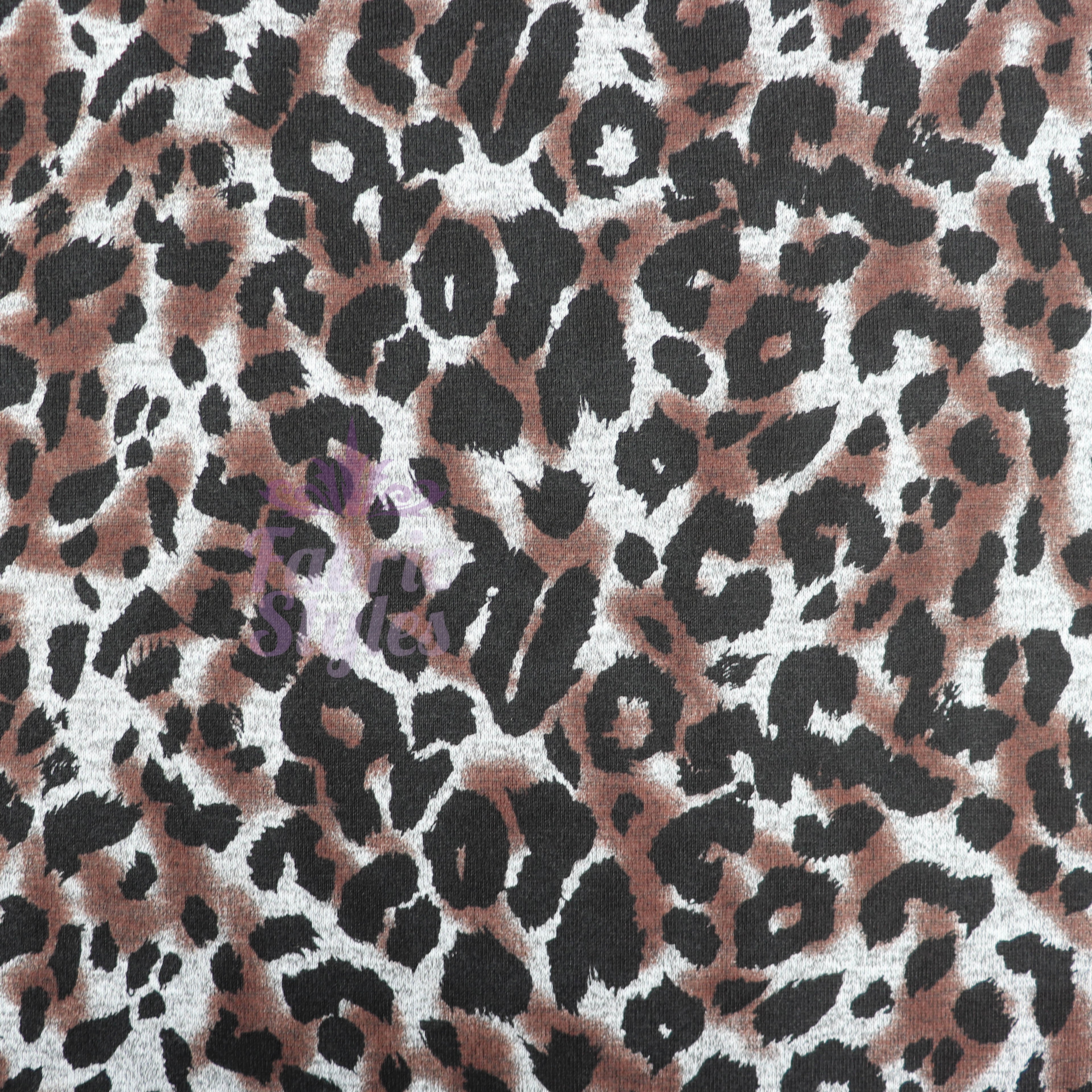 Grey Brown Tie Dye Leopard Loungewear Fabric