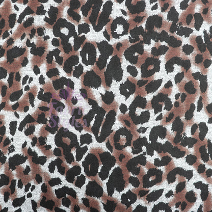 Grey Brown Tie Dye Leopard Loungewear Fabric