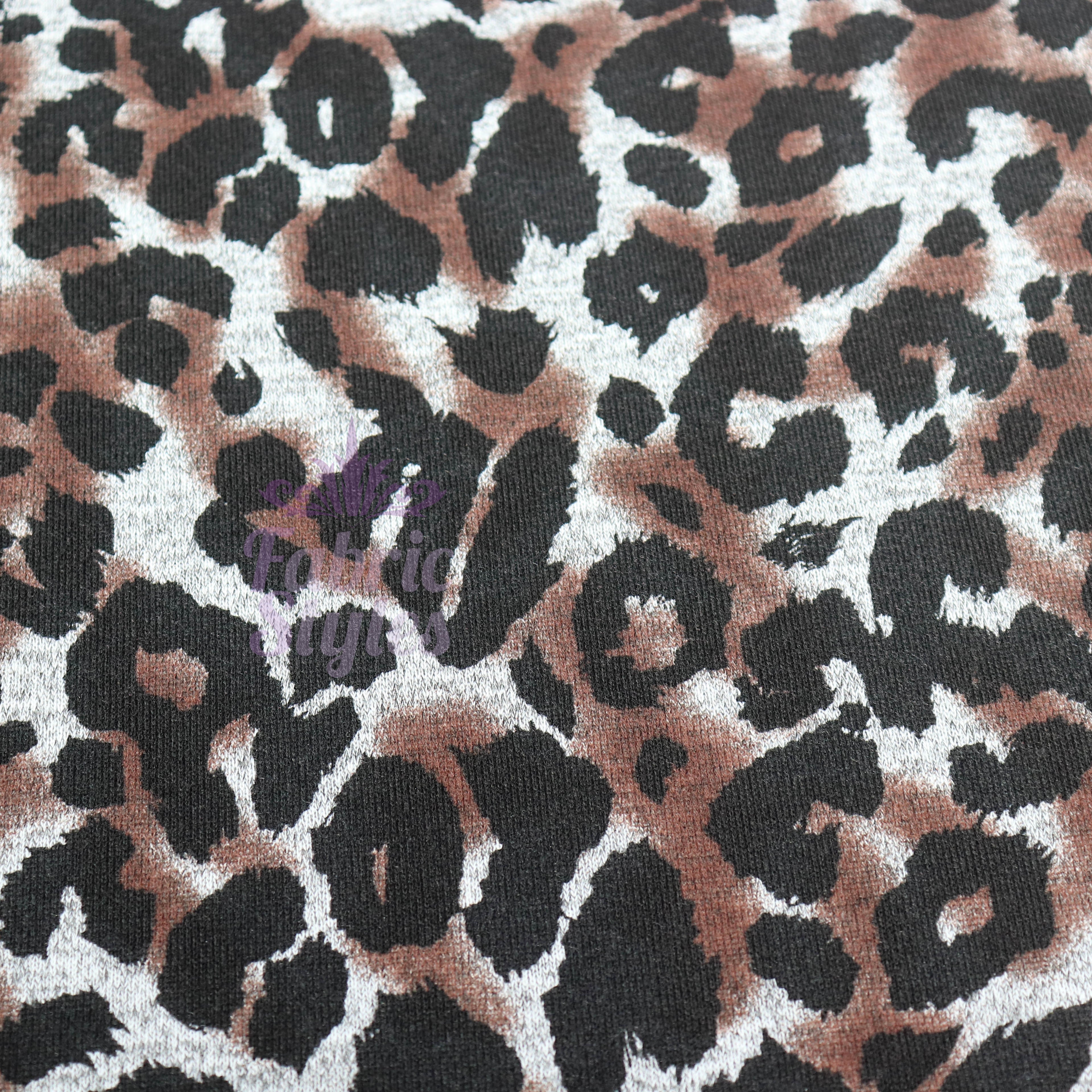 Grey Brown Tie Dye Leopard Loungewear Fabric