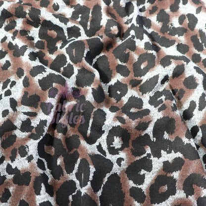 Grey Brown Tie Dye Leopard Loungewear Fabric