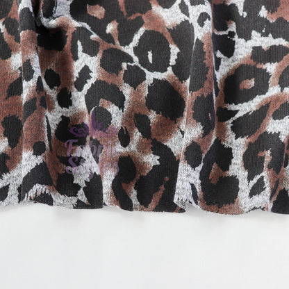 Grey Brown Tie Dye Leopard Loungewear Fabric