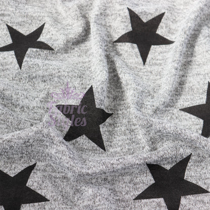 Black Stars Print Loungewear Fabric