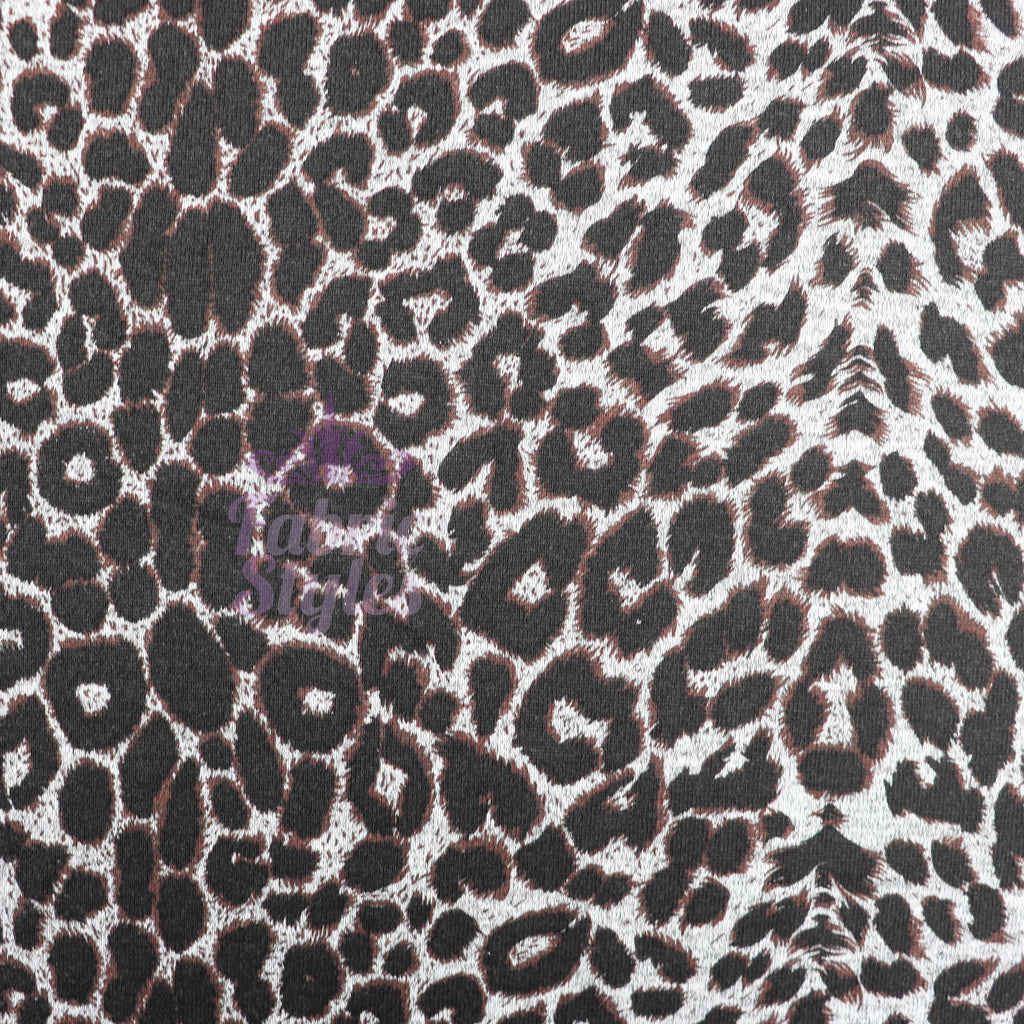 Grey Brown Leopard Loungewear Fabric