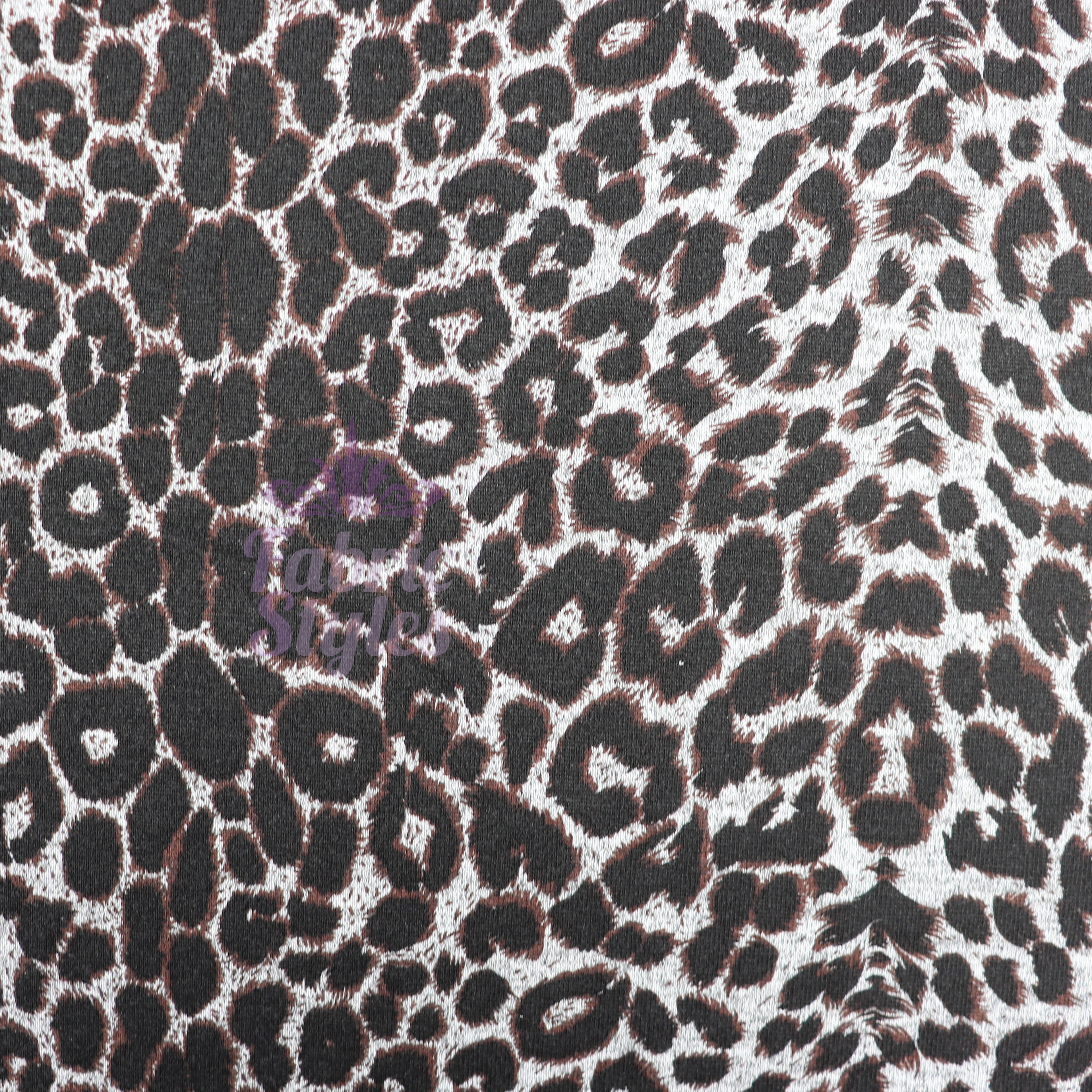 Grey Brown Leopard Loungewear Fabric