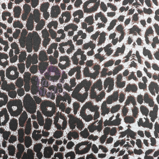 Grey Brown Leopard Loungewear Fabric