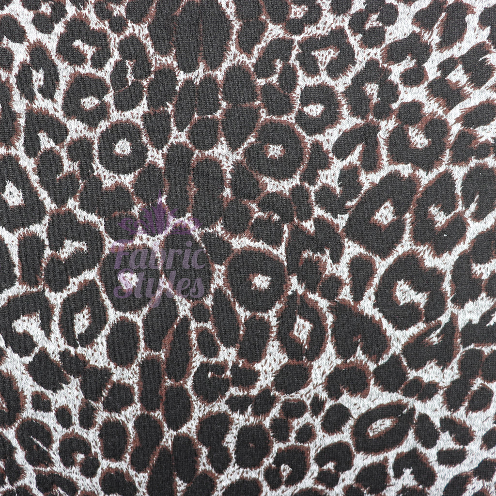 Grey Brown Leopard Loungewear Fabric