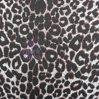 Grey Brown Leopard Loungewear Fabric