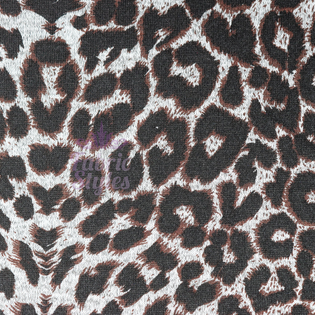 Grey Brown Leopard Loungewear Fabric