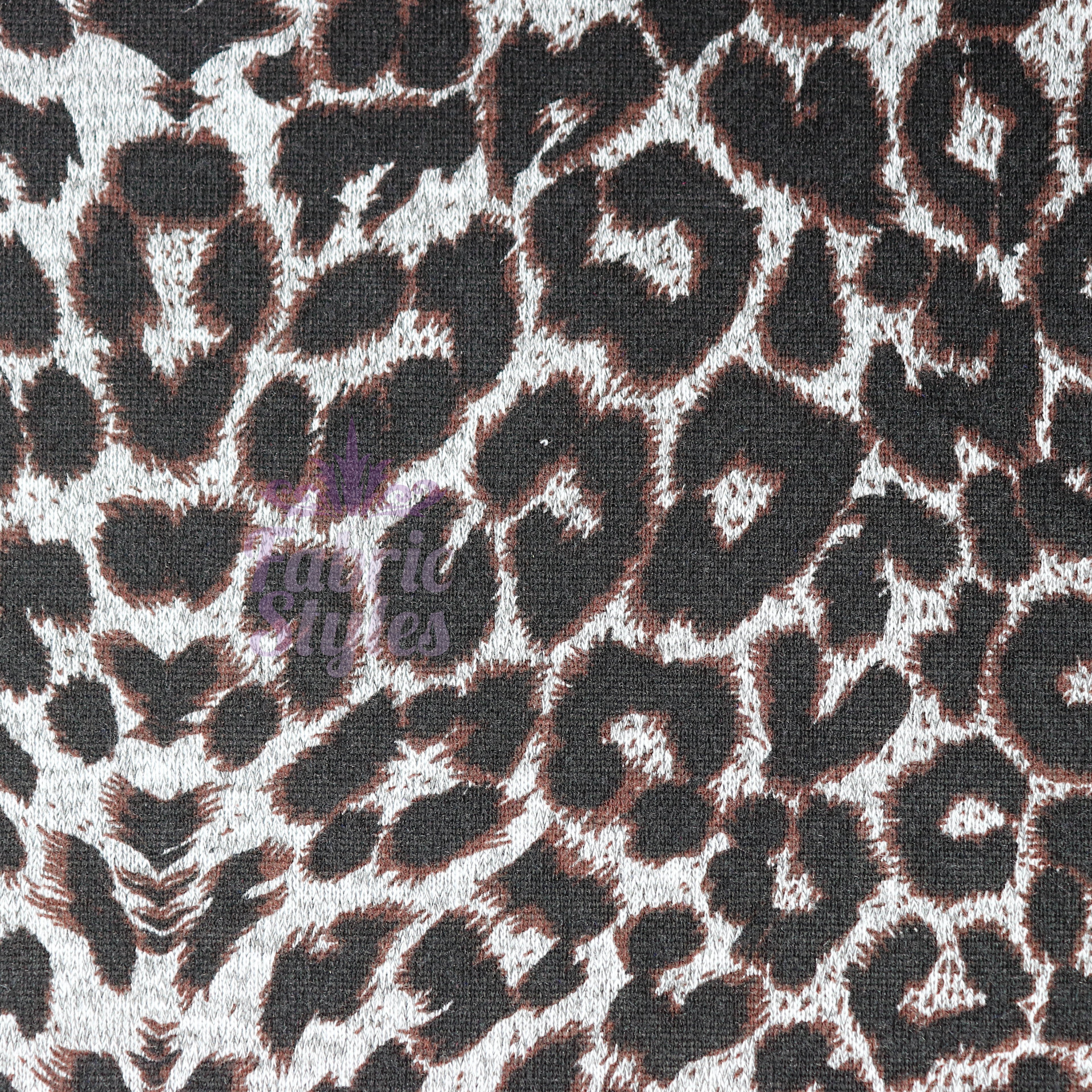 Grey Brown Leopard Loungewear Fabric
