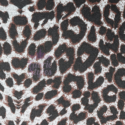 Grey Brown Leopard Loungewear Fabric