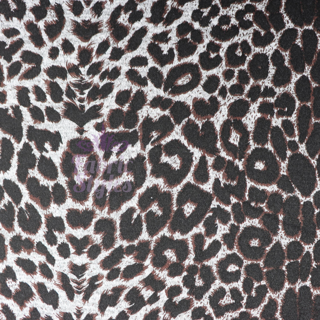 Grey Brown Leopard Loungewear Fabric