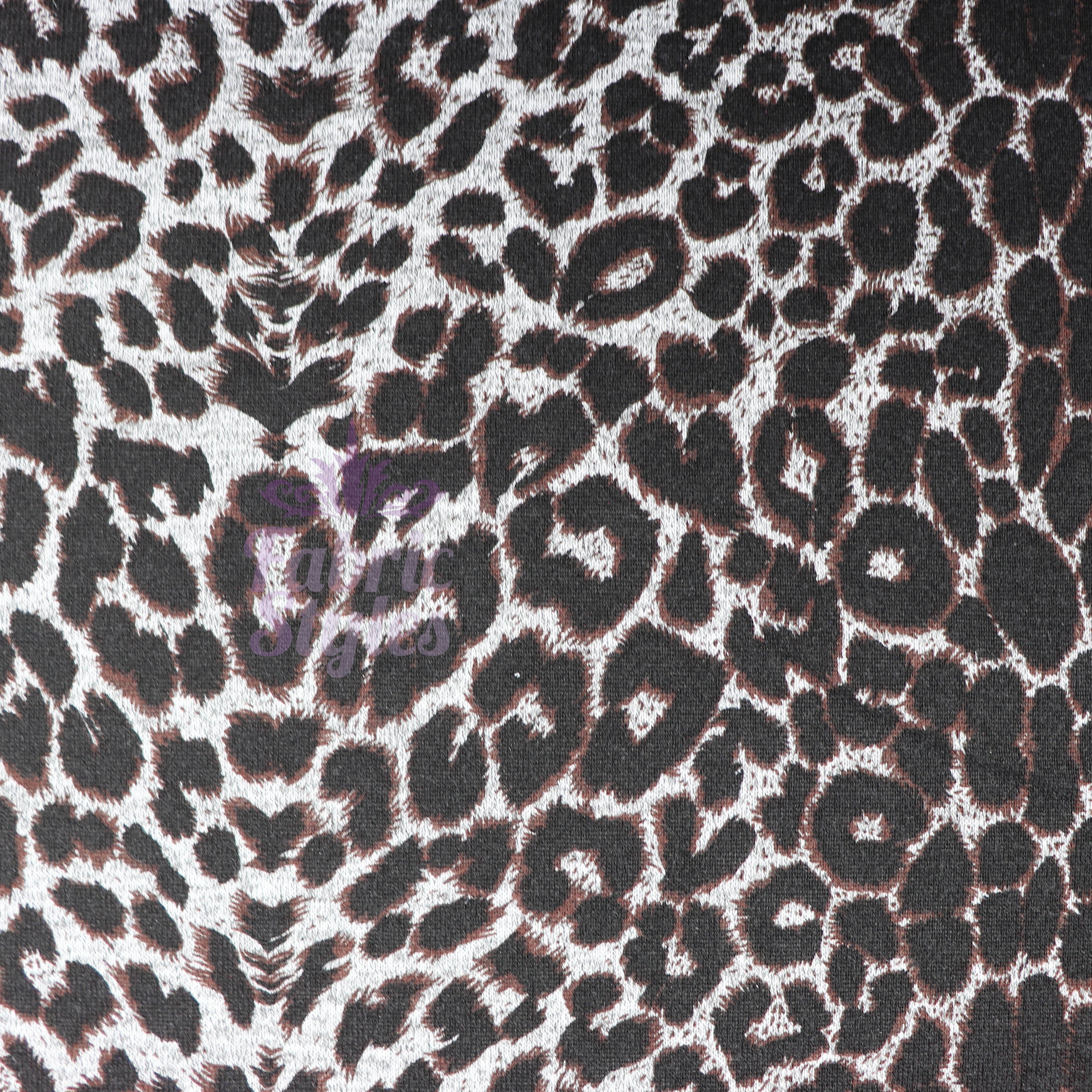 Grey Brown Leopard Loungewear Fabric