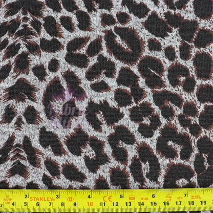 Grey Brown Leopard Loungewear Fabric
