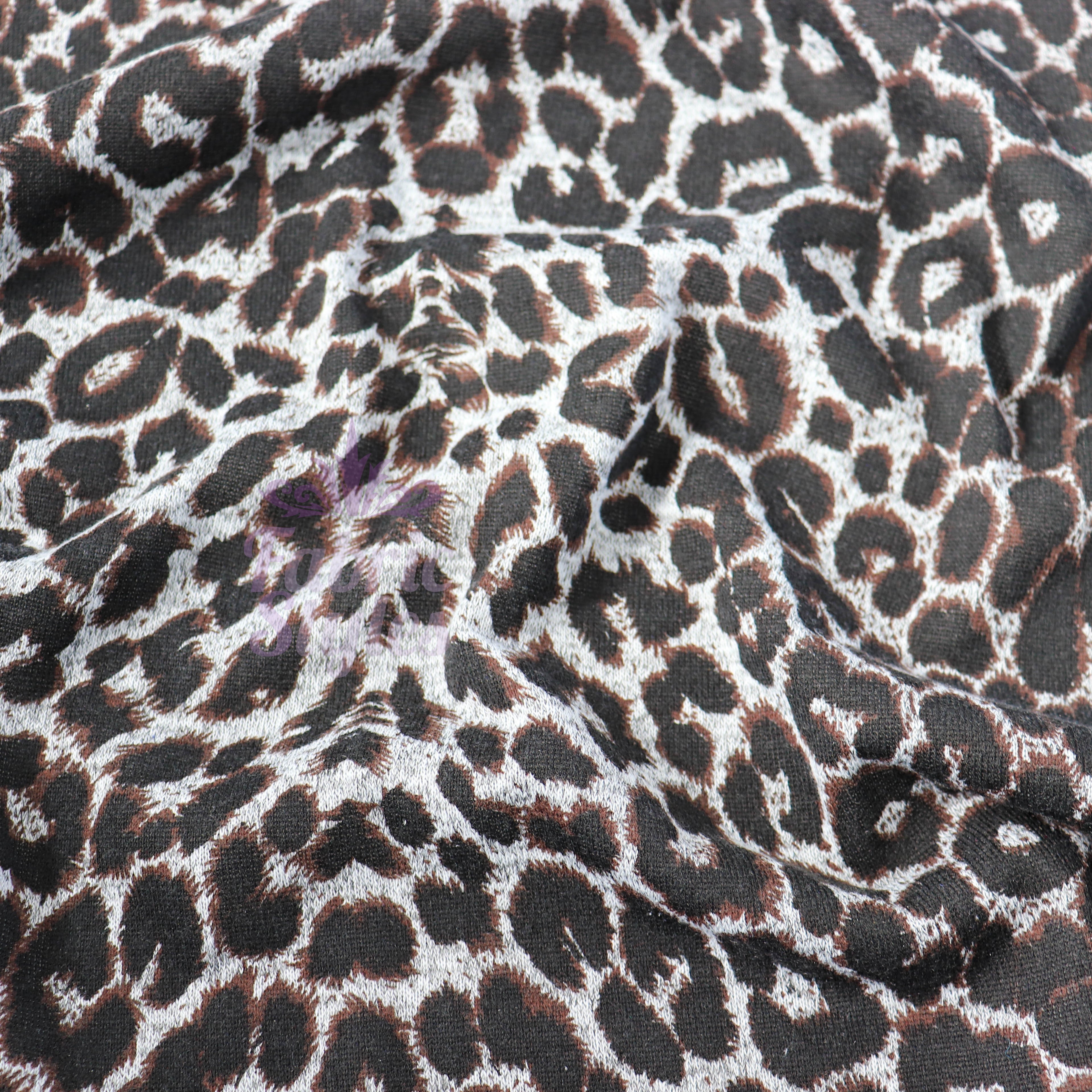 Grey Brown Leopard Loungewear Fabric