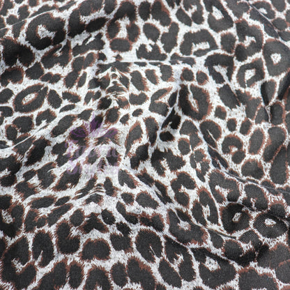 Grey Brown Leopard Loungewear Fabric