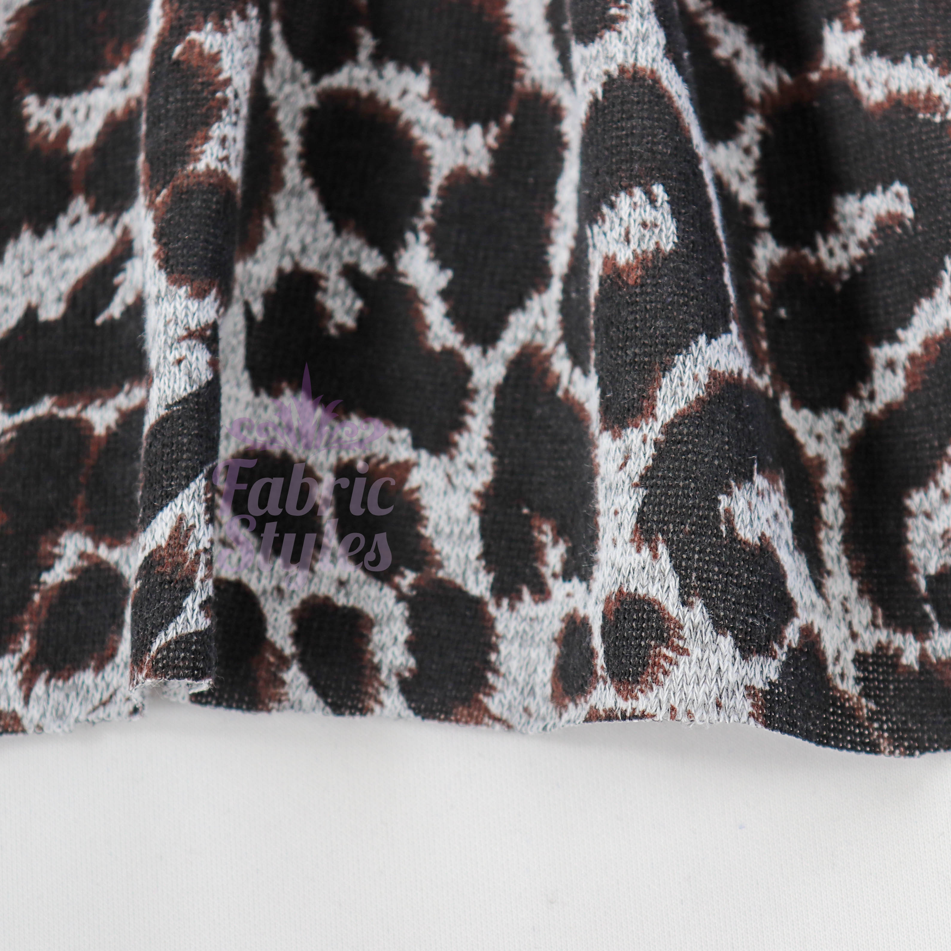 Grey Brown Leopard Loungewear Fabric