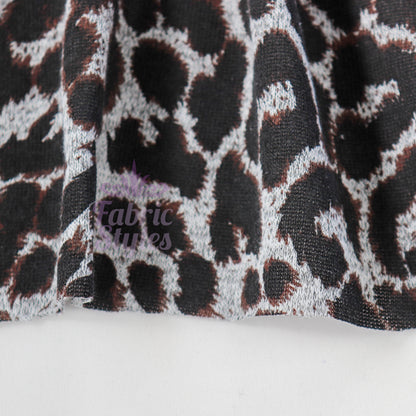 Grey Brown Leopard Loungewear Fabric