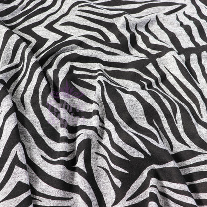 Black Zebra Animal Print Loungewear Fabric