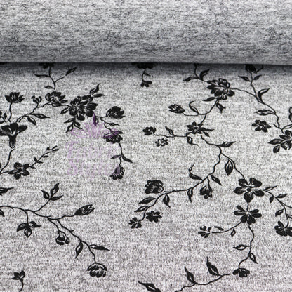Black Floral Print Loungewear Fabric