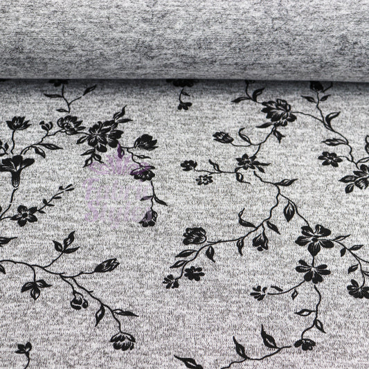Black Floral Print Loungewear Fabric