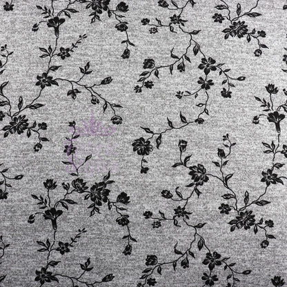 Black Floral Print Loungewear Fabric