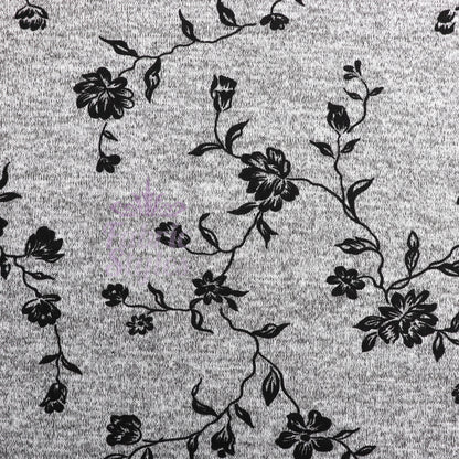 Black Floral Print Loungewear Fabric