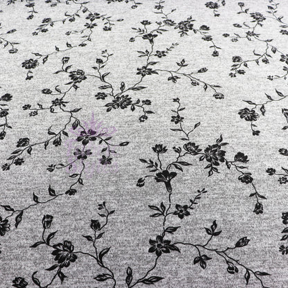Black Floral Print Loungewear Fabric