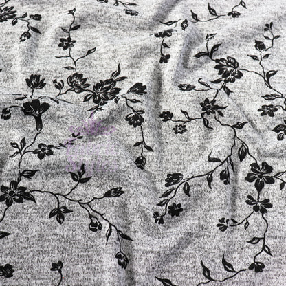 Black Floral Print Loungewear Fabric