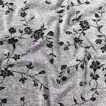 Black Floral Print Loungewear Fabric
