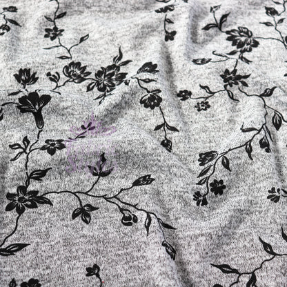 Black Floral Print Loungewear Fabric