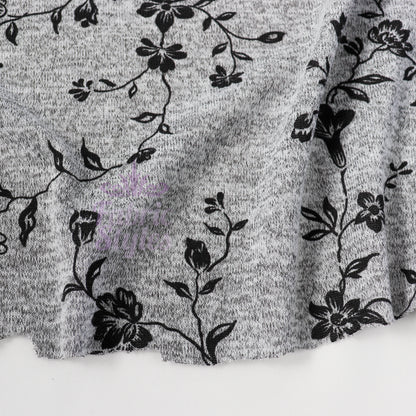 Black Floral Print Loungewear Fabric