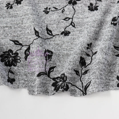 Black Floral Print Loungewear Fabric