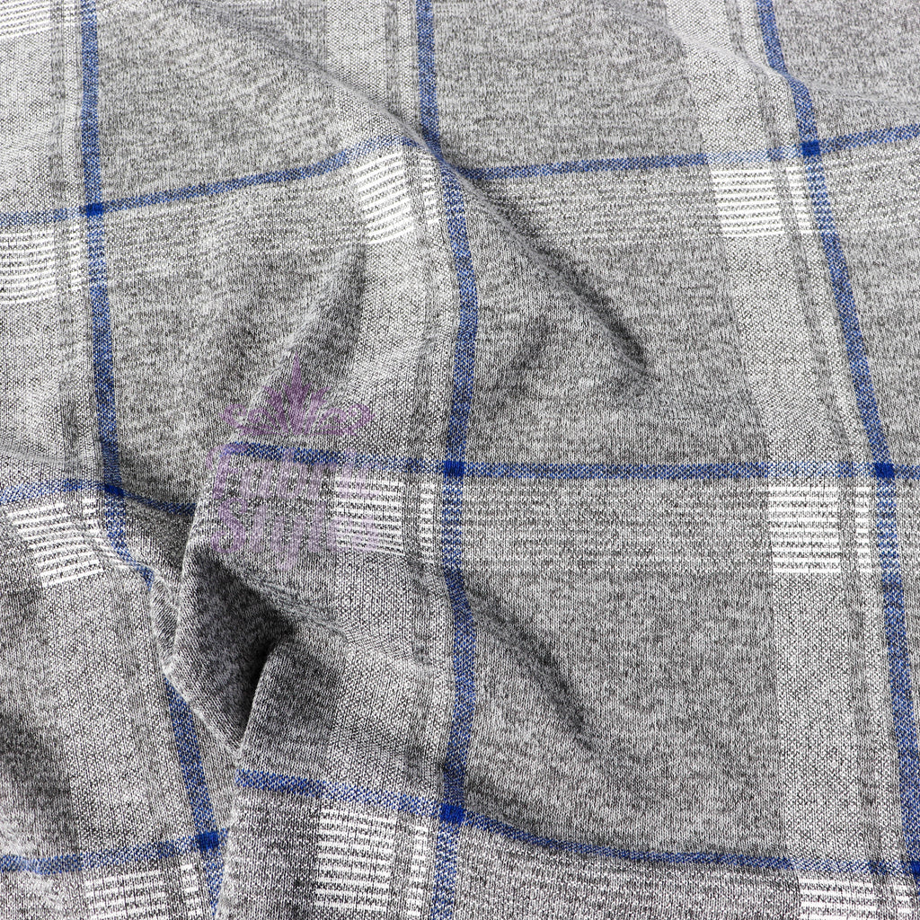 Tartan Blue White Loungewear Fabric