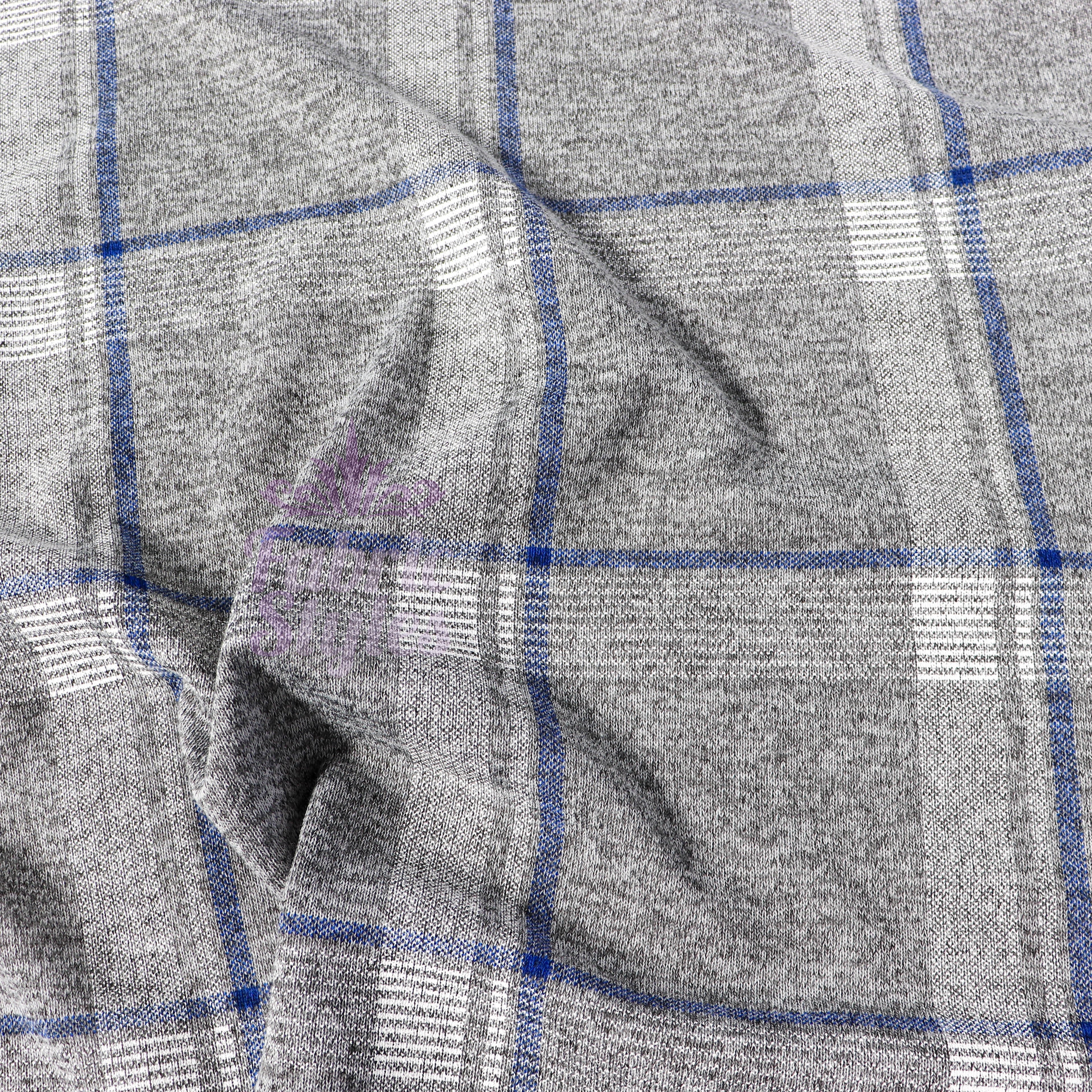 Tartan Blue White Loungewear Fabric