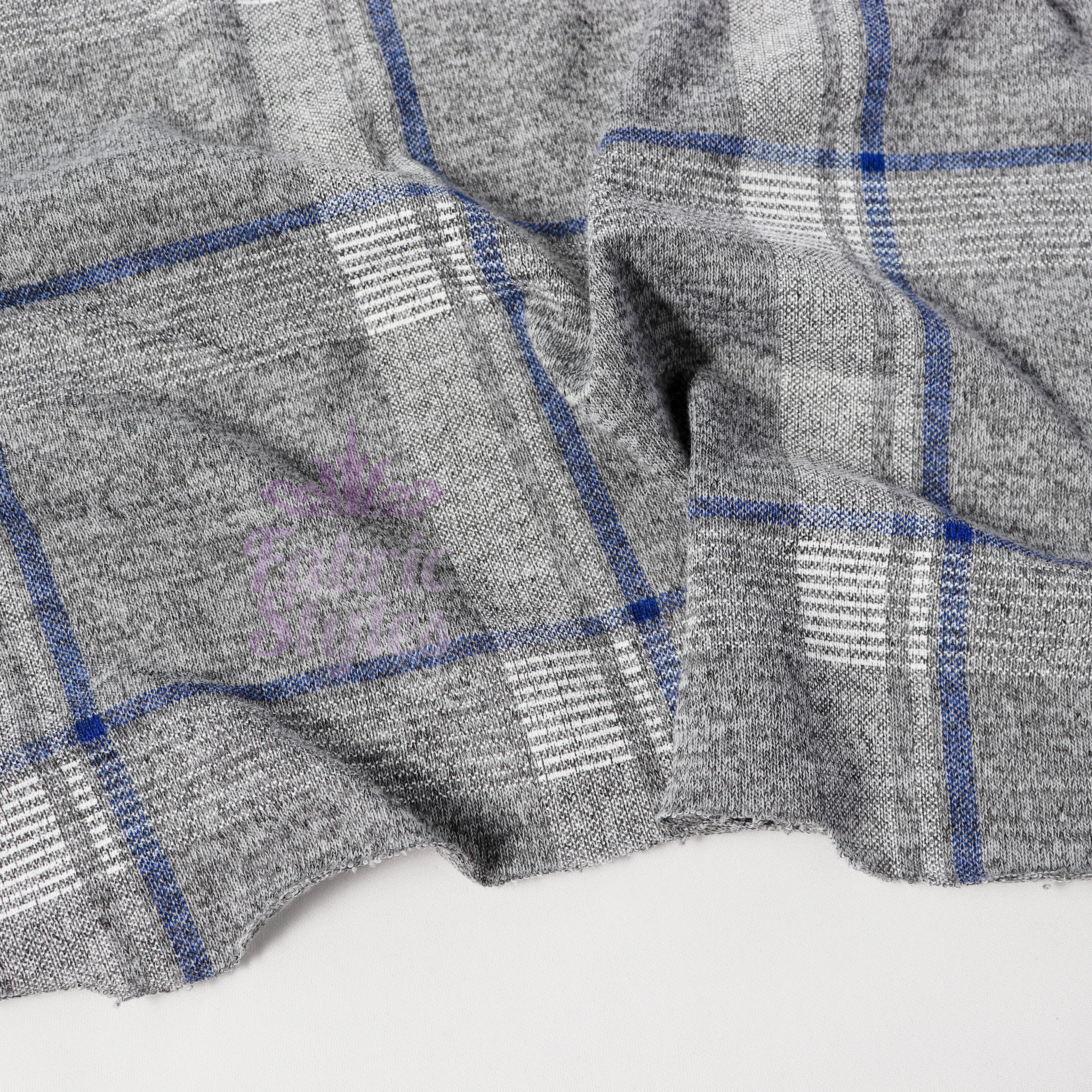 Tartan Blue White Loungewear Fabric