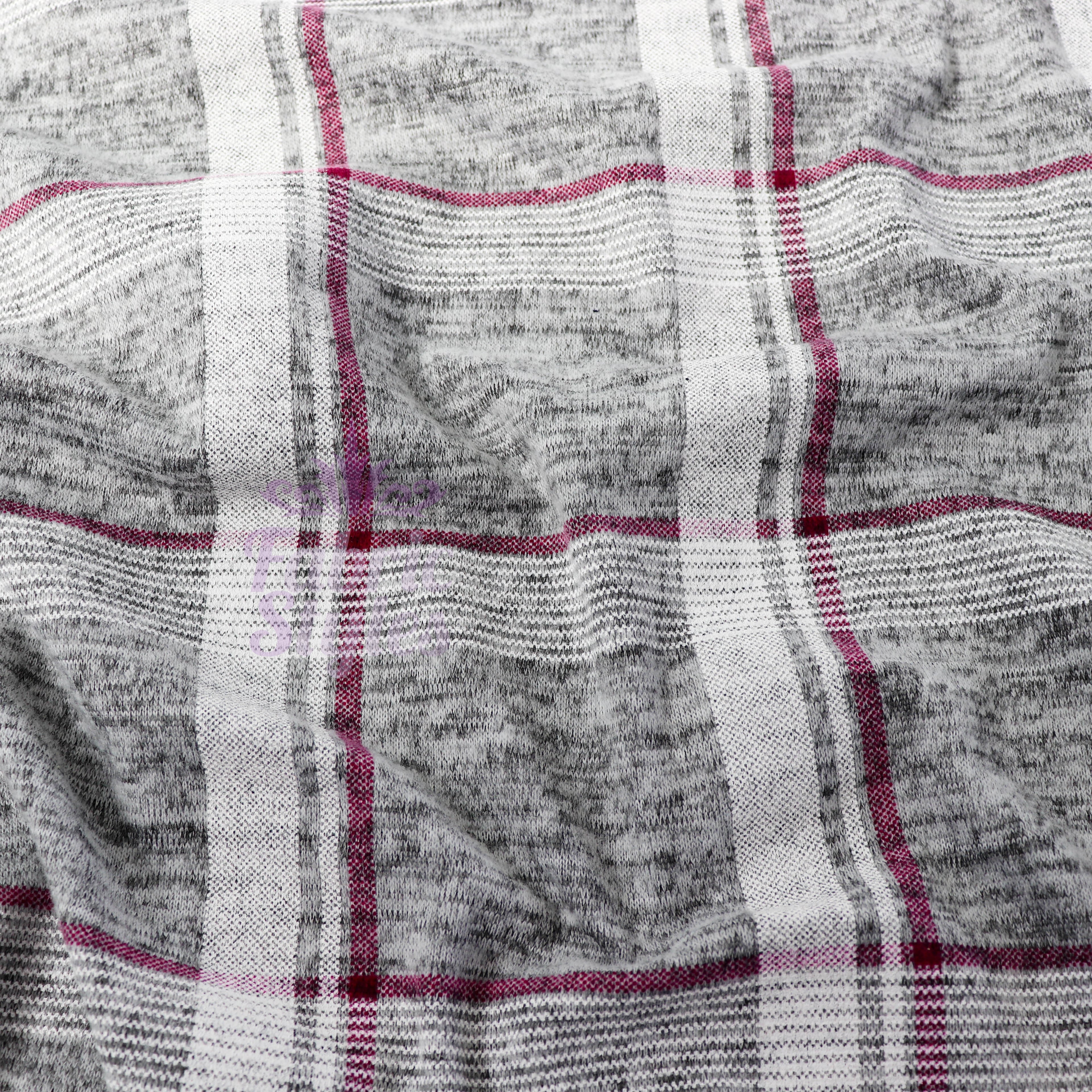 Pink White Check Loungewear Fabric