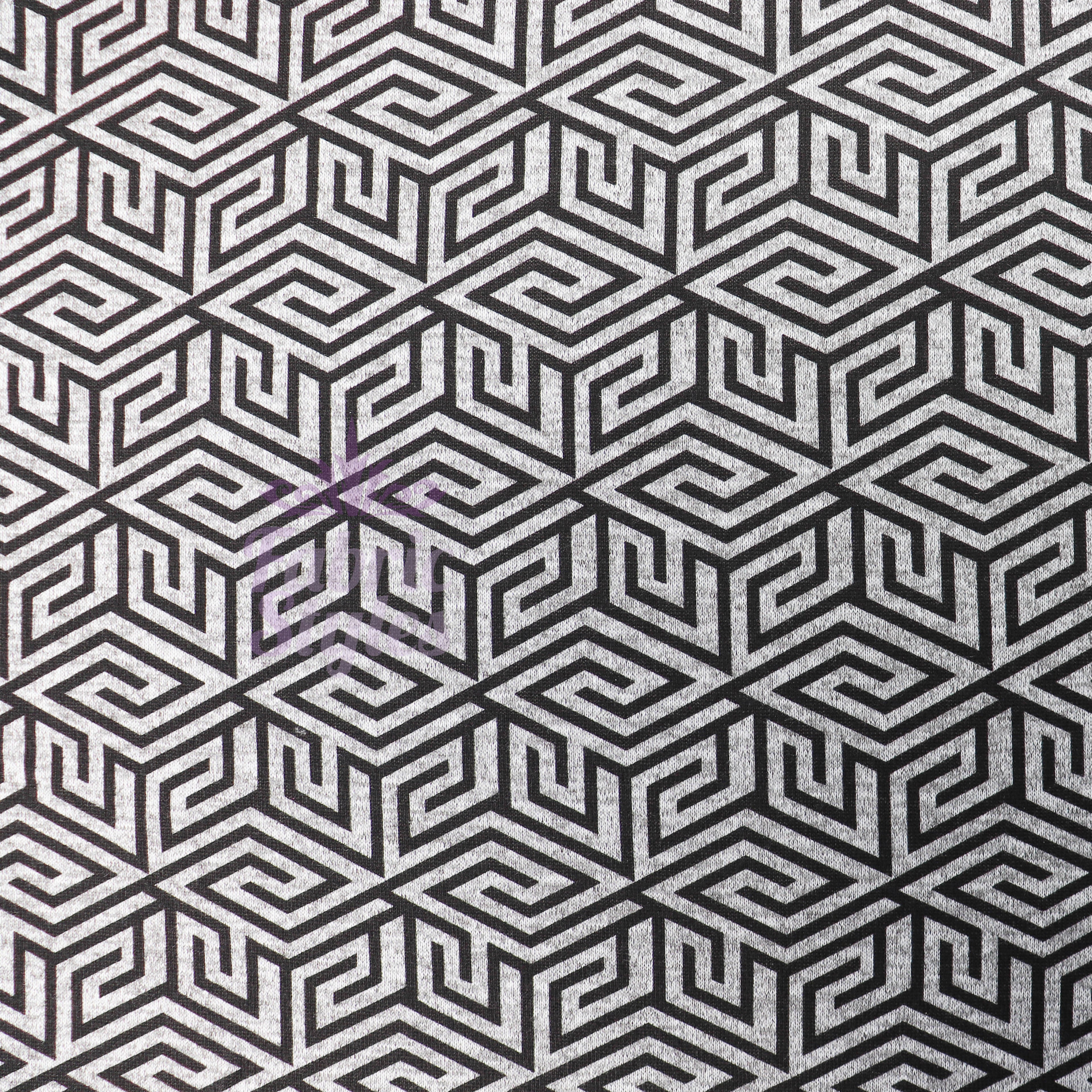 Black Geometric Loungewear Fabric