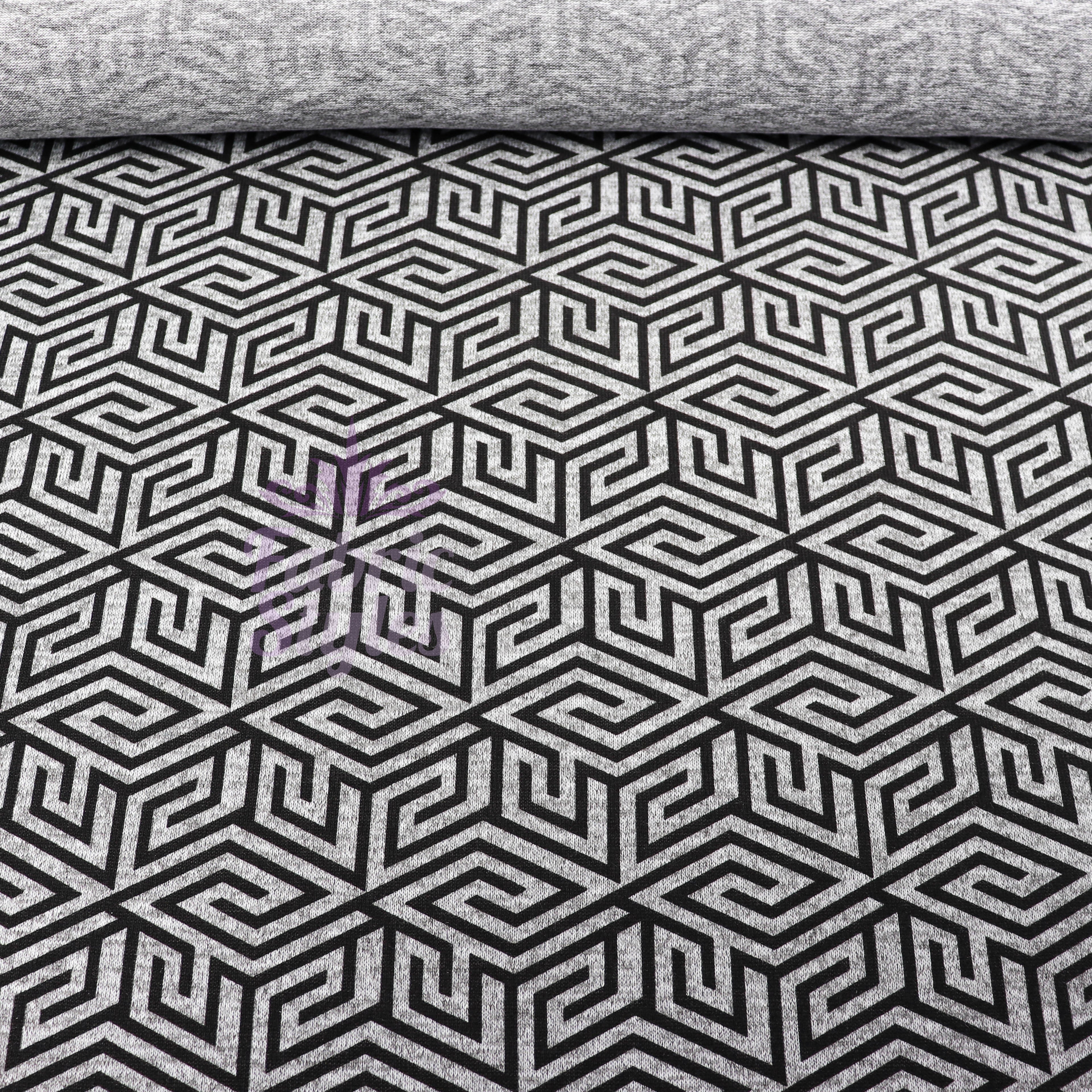 Black Geometric Loungewear Fabric