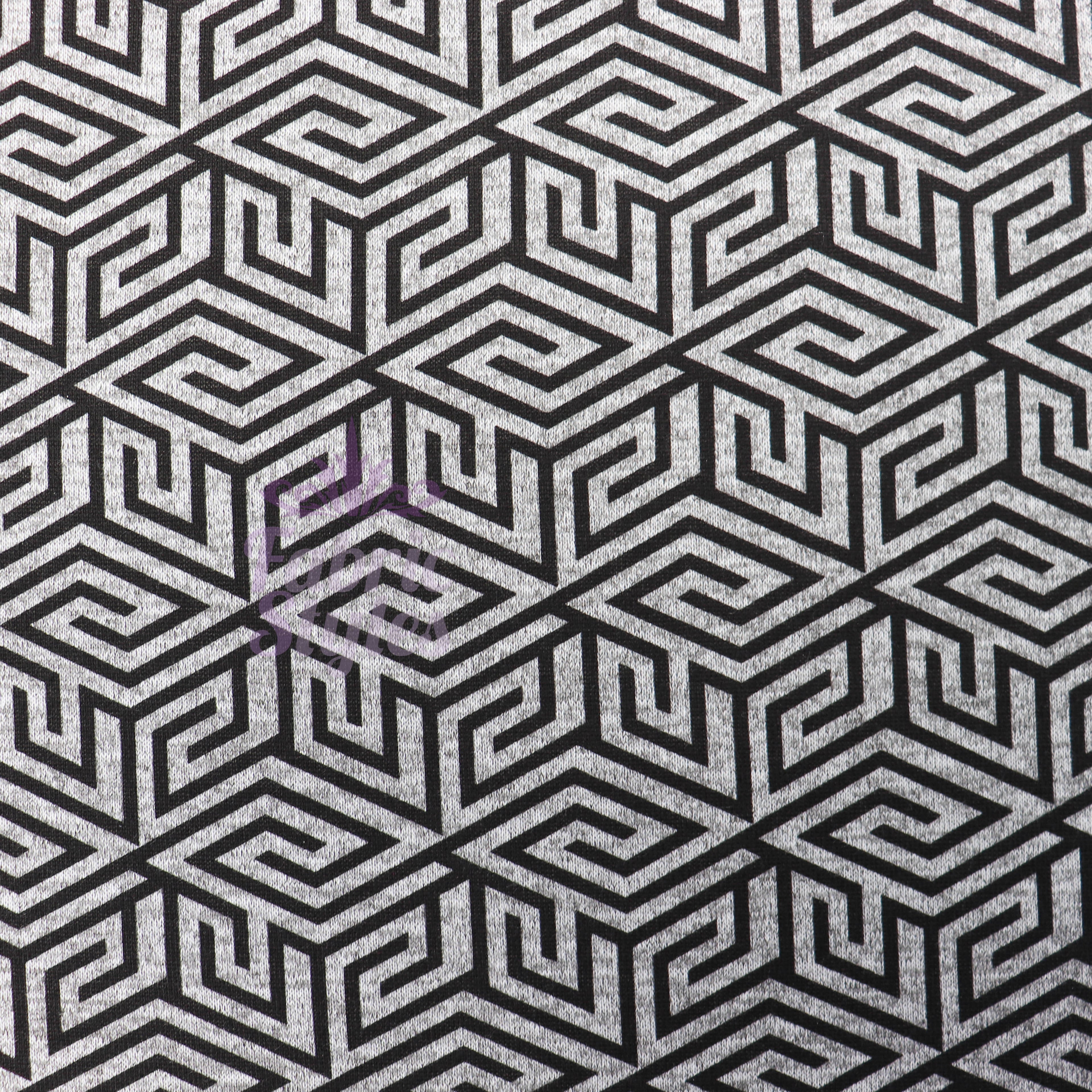 Black Geometric Loungewear Fabric