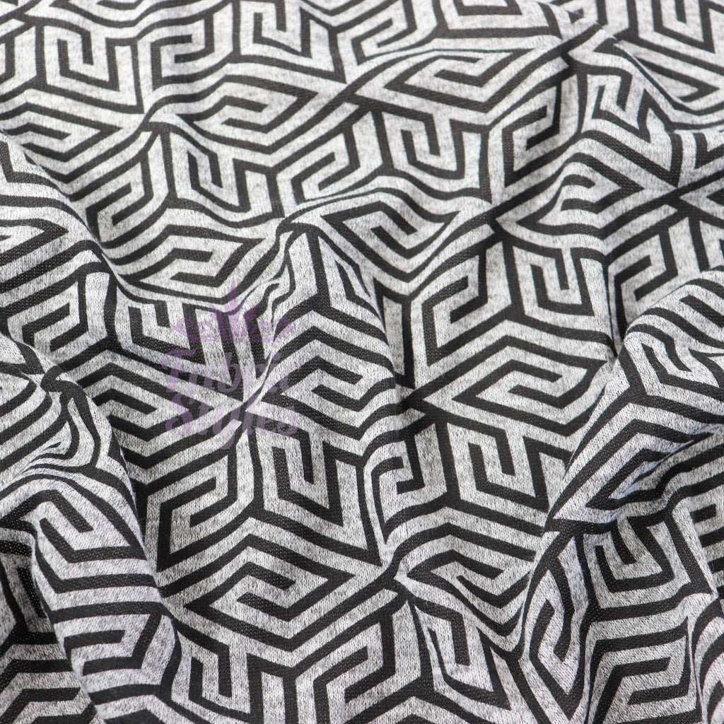 Black Geometric Loungewear Fabric