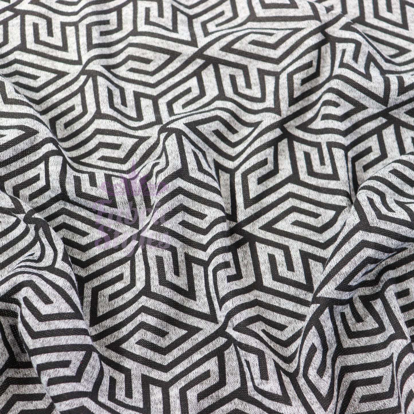 Black Geometric Loungewear Fabric