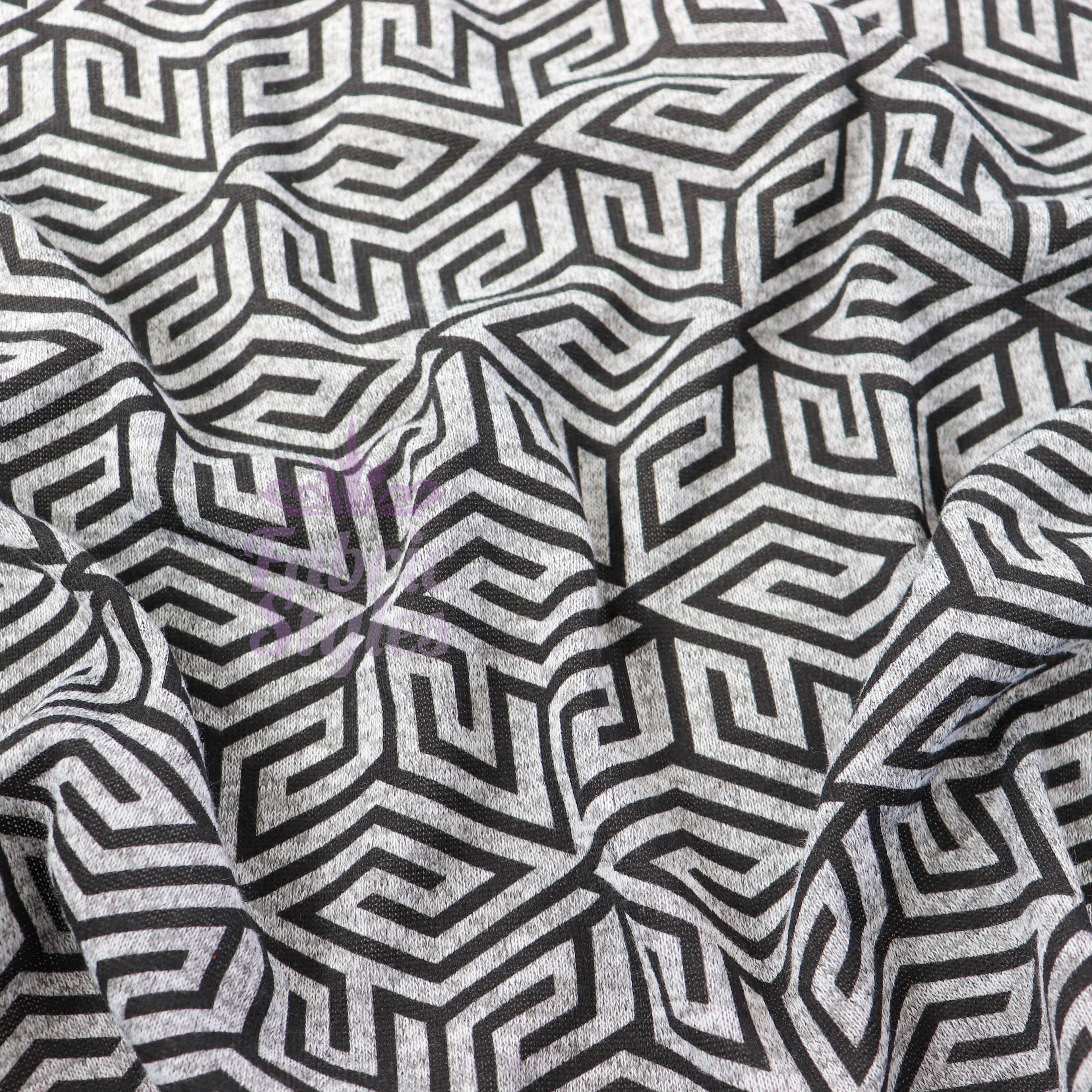 Black Geometric Loungewear Fabric